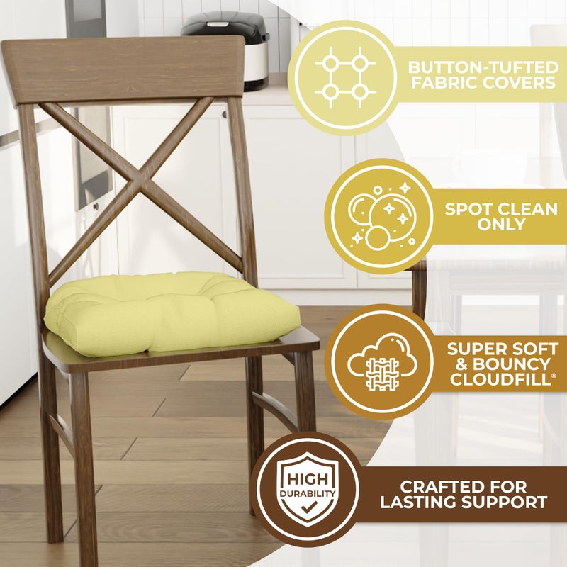 Klear Vu وسائد كراسي طعام غير قابلة للانزلاق من كليار فيو جريبر، مبطنة بشكل زائد، عالمية للاستخدام في المطبخ أو المكتب، وسادة مقعد على شكل حرف U، 17x17 بوصة، 2 قطعة (عبوة من 1)، أصفر صلب - Image 2